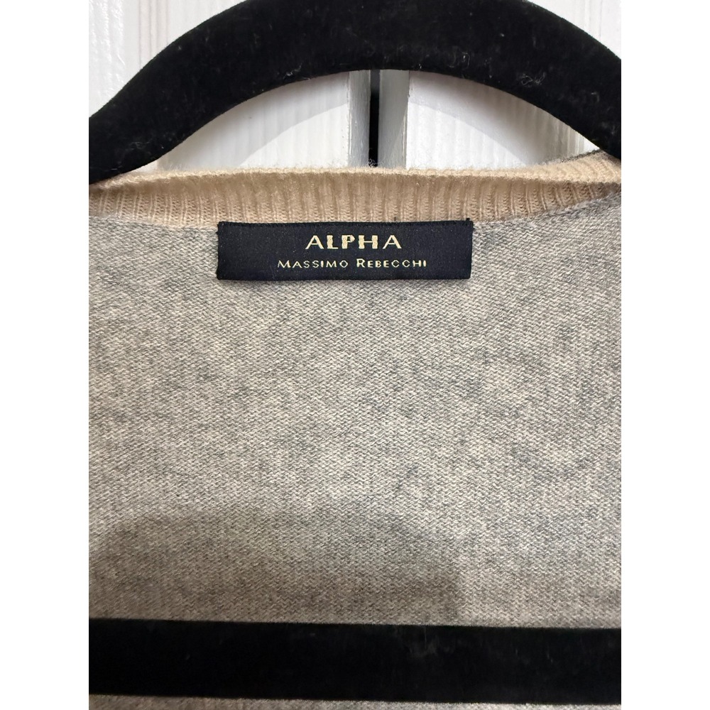Alpha Massimo Rebecchi Wool Cashmere Cardigan Grey Tan Open Front Size 46 - Picture 3 of 5